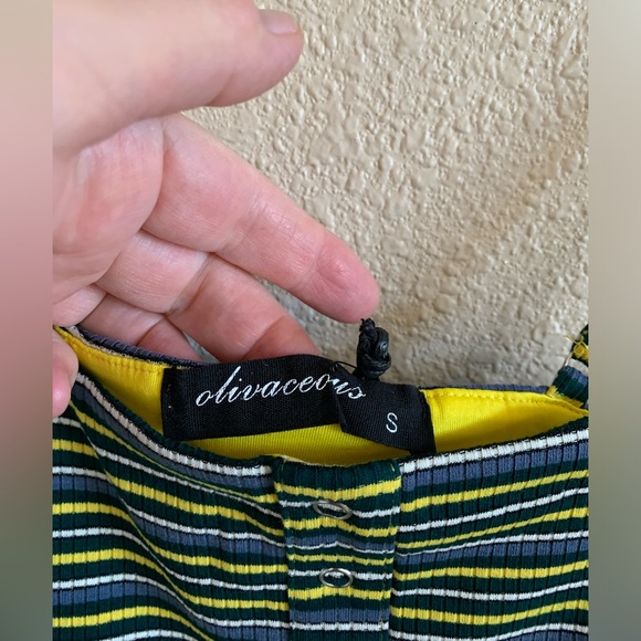 Olivaceous Striped Ribbed Knit Crop Top NWT 🌴 - Picture 5 of 6